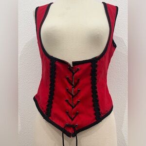 The Pyramid Collection Red Lace Up Renaissance/Goth Underbust Corset.